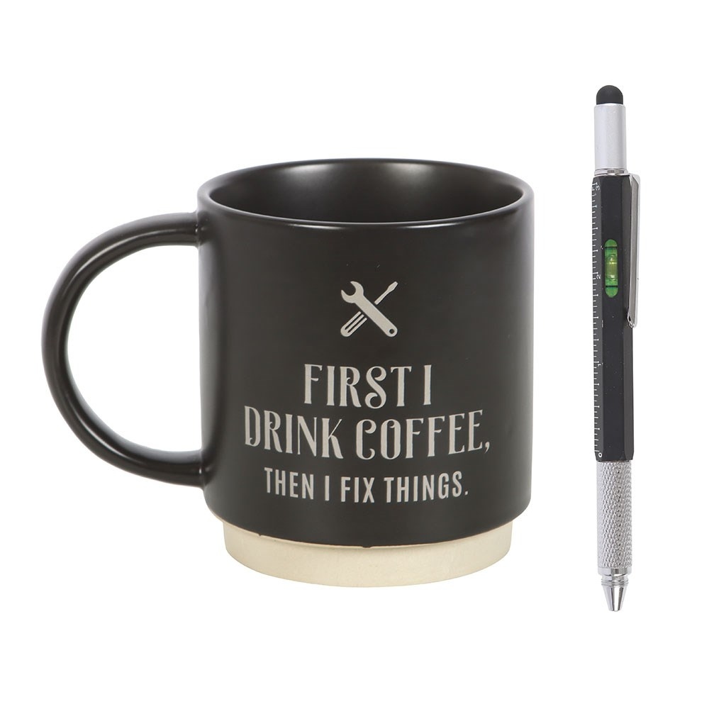 Something Different - First I Drink Coffee with Multi-tool Pen Mok/beker - Multicolours